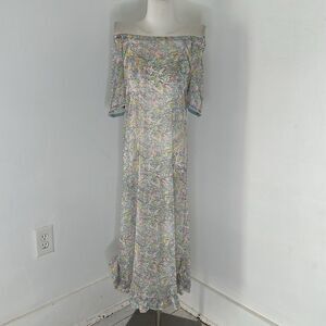 Vintage Groovy Paisley Nylon On/Off Shoulder Lounging Dress